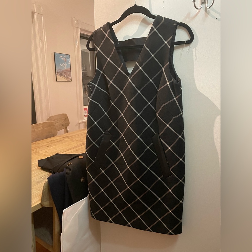 Rag & Bone patterned black dress with leather detailing - never worn